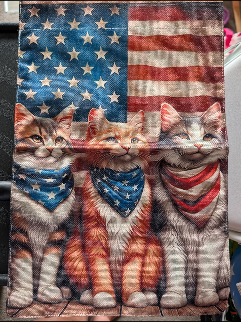 Patriotic Cat Trio Garden Flag Or Wall Hanging